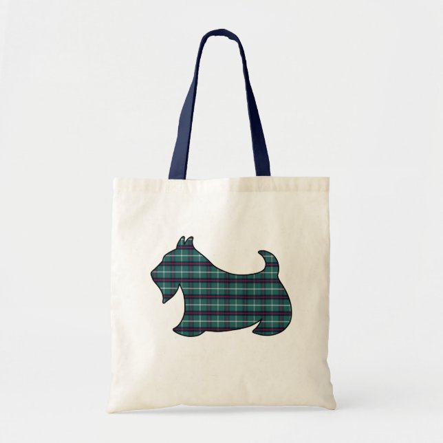 Green Kariert Scottish Terrier Tote Bag Tragetasche (Vorne)