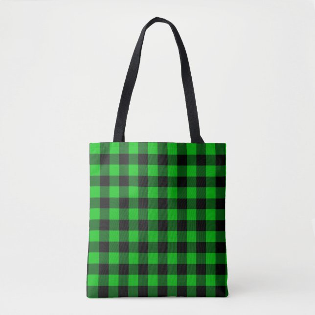 Green Kariert Tote Bag Tasche (Vorderseite)