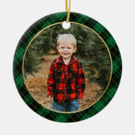 Green Karierte Weihnachtsschrift Foto Ornament