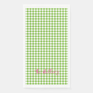 Green Karo Pink NAME Fest Spaß Preppy Serviette