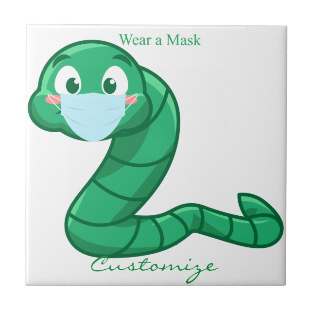 Green Kawaii Worm Thunder_Cove Fliese (Vorderseite)