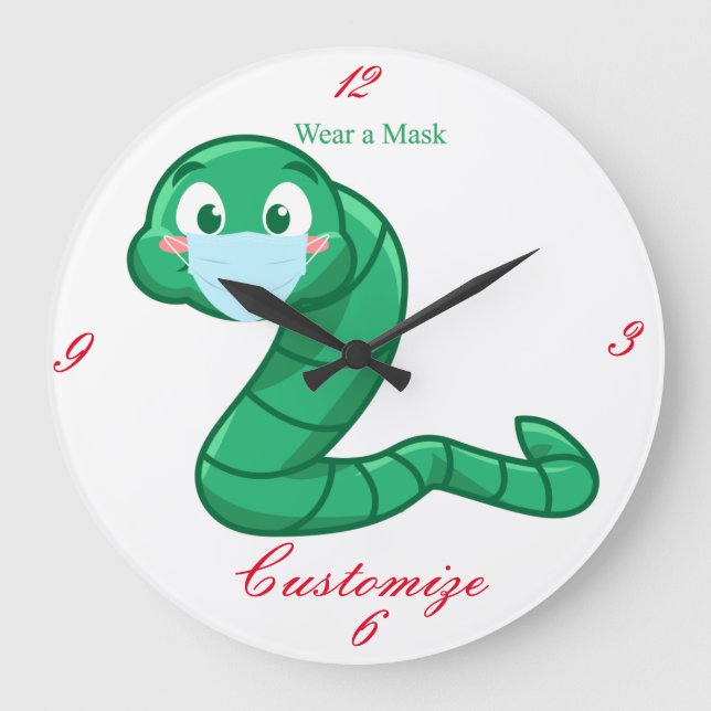 Green Kawaii Worm Thunder_Cove Große Wanduhr (Vorderseite)