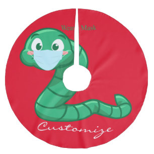 Green Kawaii Worm Thunder_Cove  Polyester Weihnachtsbaumdecke