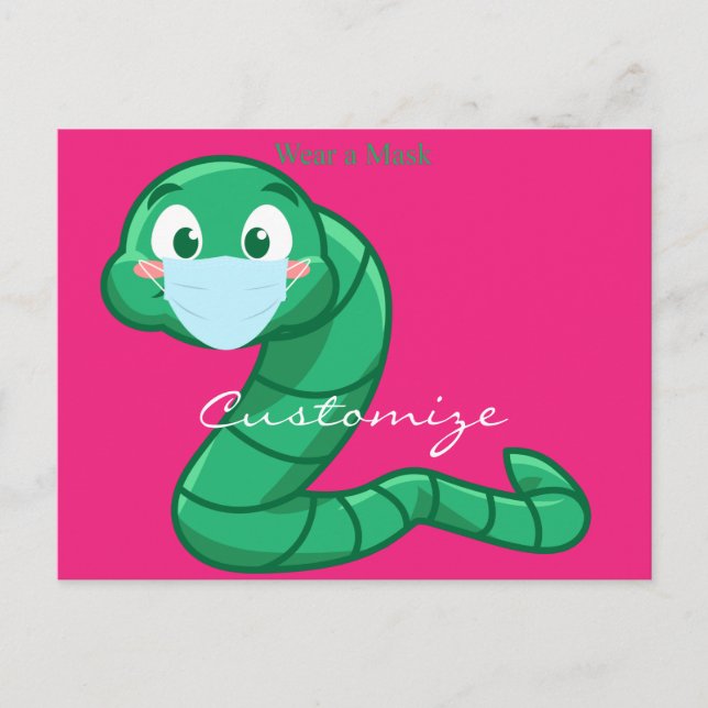 Green Kawaii Worm Thunder_Cove Postkarte (Vorderseite)