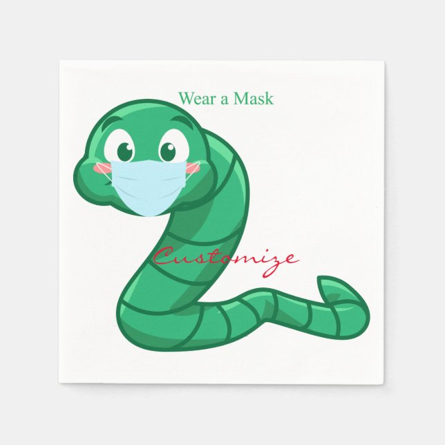 Green Kawaii Worm Thunder_Cove Serviette (Vorderseite)