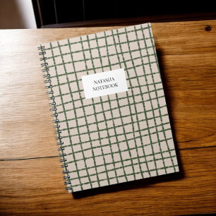 Green Khaki Karo Musterdesign Notebook Stationieru Notizblock