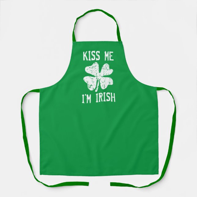 Green Kiss me St Patrick's Day Schürze (Vorderseite)