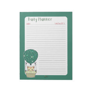 Green Kitty in einem Ballon Planner Notepad Notizblock