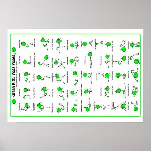 Green Kitty Yoga Posen Poster (Vorne)