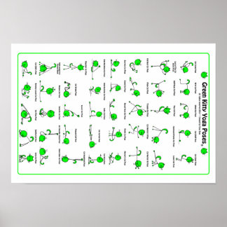 Green Kitty Yoga Posen Poster
