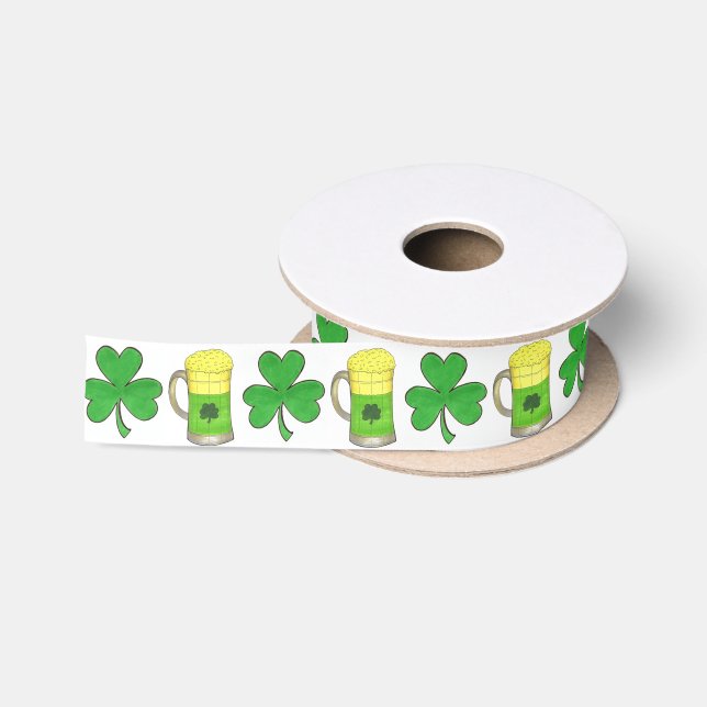 Green Kleeblatt Beer Tasse St. Patrick's Day Satinband (Spule)