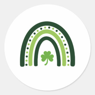 Green Kleeblatt Boho Rainbow St. Patrick's Day Runder Aufkleber