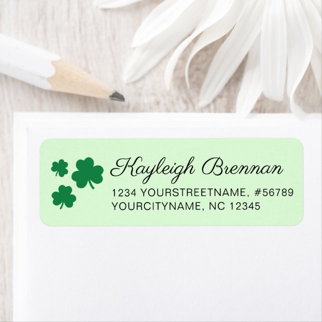 Green Kleeblatt Closing Irish Return Address Label (Insitu)