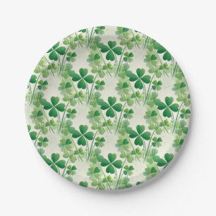 Green Kleeblatt Clover Pattern St Patrick's Day Pappteller