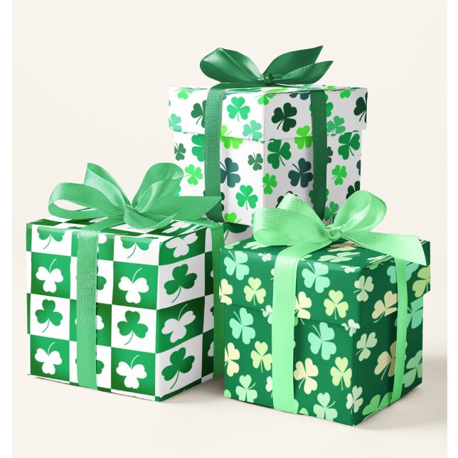 Green Kleeblatt Clover St Patrick's Day Irish Part Geschenkpapier Set (Von Creator hochgeladen)