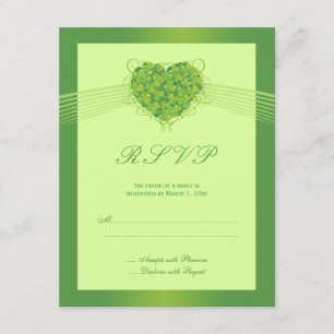 Green Kleeblatt Clovers Herz Hochzeit RSVP Karte