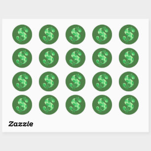 Green Kleeblatt Dollar-Zeichen Runder Aufkleber