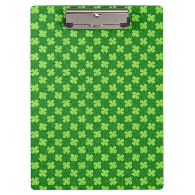 Green Kleeblatt Glitzer Klemmbrett (Vorderseite)