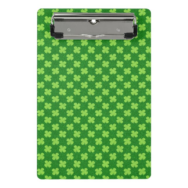 Green Kleeblatt Glitzer Mini Klemmbrett (Vorderseite)
