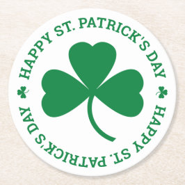 Green Kleeblatt Happy St. Patrick's Day Party Runder Pappuntersetzer