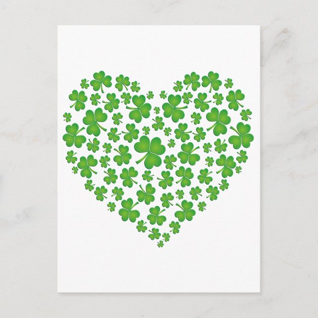 Green Kleeblatt Heart Postkarte (Vorderseite)