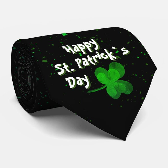 Green Kleeblatt Irish Happy St Patrick`s Day Krawatte (Gerollt)