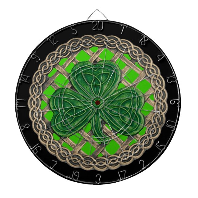Green Kleeblatt on Celtic Knots Dart Board Dartscheibe (vorne)