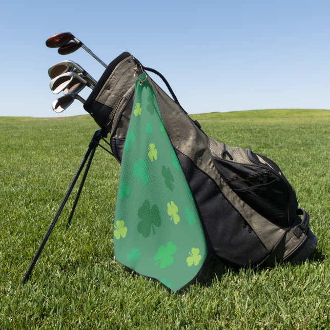 Green Kleeblatt Pattern St Patricks Day Golfhandtuch (Gras)