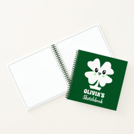 Green Kleeblatt Personalisiert Name Sketchbook Notizbuch