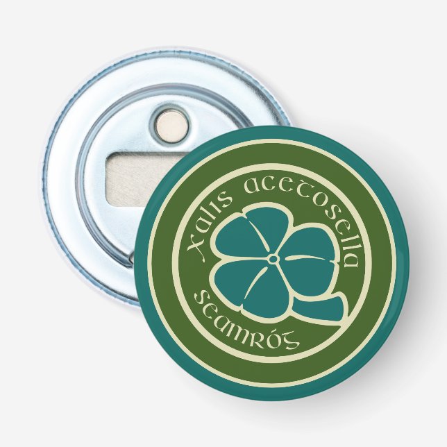 Green Kleeblatt Saint Patrick's Day Floral Art Flaschenöffner (Vorderseite)