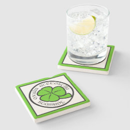 Green Kleeblatt Saint Patrick's Day Floral Art Steinuntersetzer