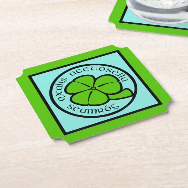 Green Kleeblatt Saint Patrick's Day Floral Art Untersetzer (angewinkelt)