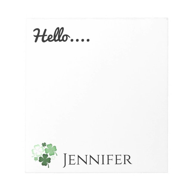 Green Kleeblatt, St. Patrick's Day Personalisiert Notizblock (Vorderseite)