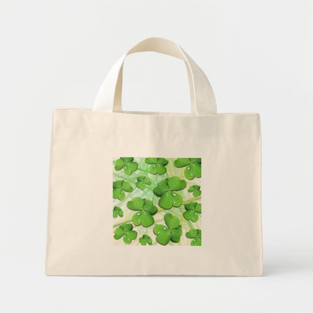 Green Kleeblatt St Patrick's Day Tiny Tote Bag Mini Stoffbeutel (Vorne)