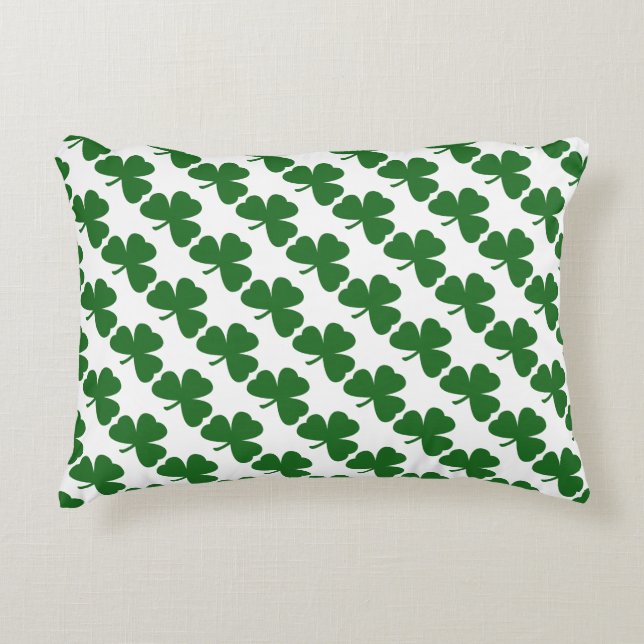 Green Kleeblatts St. Patrick's Day Clover Pattern Dekokissen (Vorderseite)