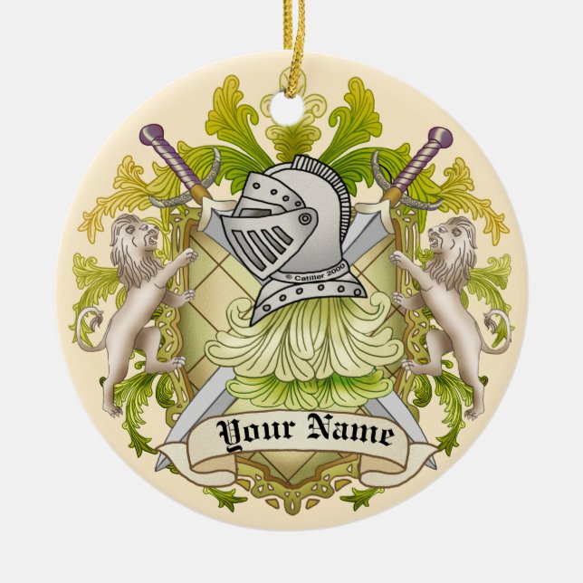 Green Knight Family Crest Nom de famille ornement (Devant)