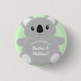 Green Koala Bear Baby Dusche Button