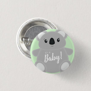 Green Koala Bear Baby Dusche Button
