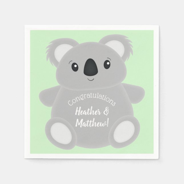 Green Koala Bear Baby Dusche Serviette (Vorderseite)
