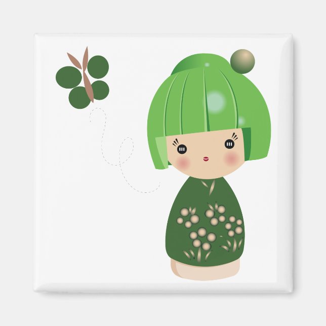 Green Kokeshi Triplet Magnet (Vorne)