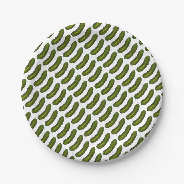 Green Kosher Dill Pickle Feinschmecker Druckknöpfe Pappteller (Vorderseite)