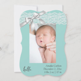 Green Lace Birth Announccard