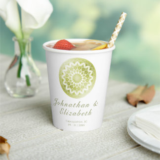 Green Lace Mandala Wedding Pappbecher