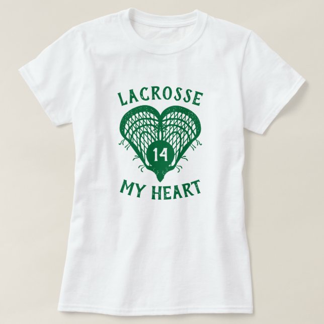 Green Lacrosse My Heart T - Shirt (Design vorne)