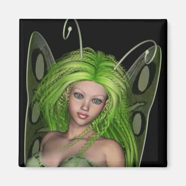 Green Lady Fairy 1 - 3D Fantasy Art - Magnet (Vorne)