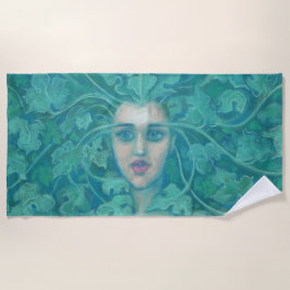 Green Lady, Forest Queen, Pastells, Fantasy Art Strandtuch