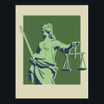 Green Lady Justice Pop Art Poster<br><div class="desc">Light Green,  Dark Green und Navy Lady Justice Pop Art Poster</div>