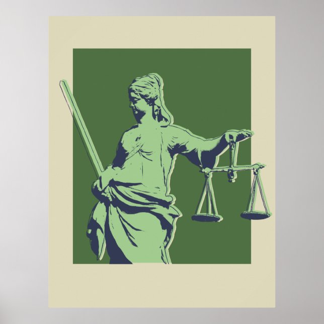 Green Lady Justice Pop Art Poster (Vorne)