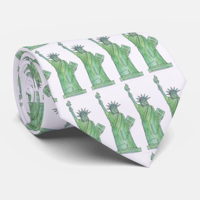 Green Lady Liberty Statue of Liberty NYC Krawatte (Gerollt)