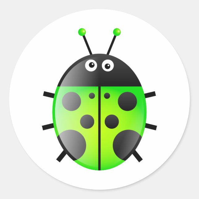 Green Ladybug Runder Aufkleber (Vorderseite)